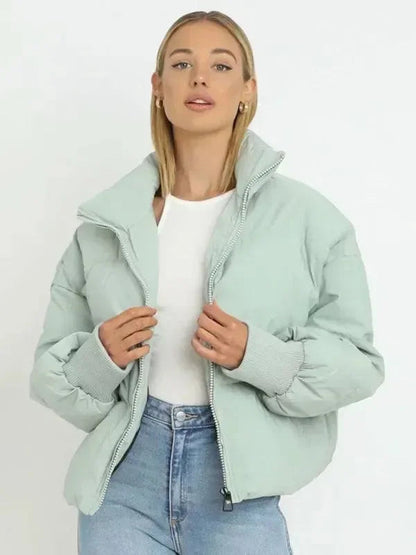 Frauen Winterjacke Stehkragen Puffer Mantel