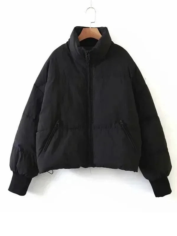 Frauen Winterjacke Stehkragen Puffer Mantel