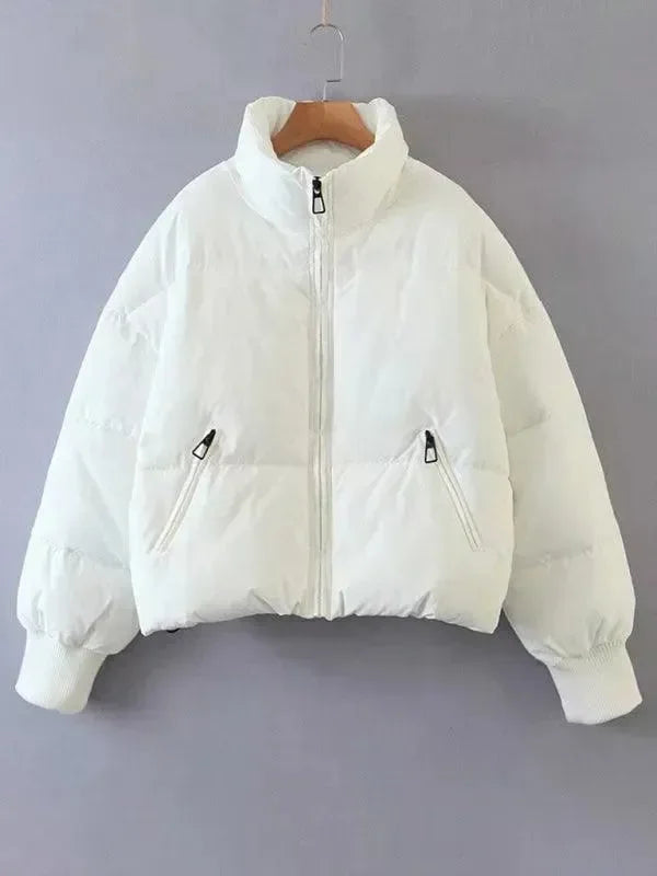 Frauen Winterjacke Stehkragen Puffer Mantel