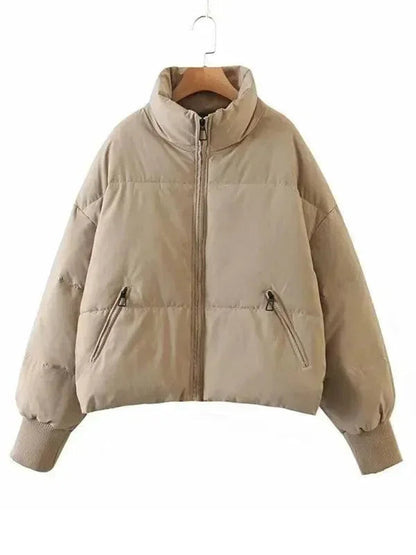 Frauen Winterjacke Stehkragen Puffer Mantel