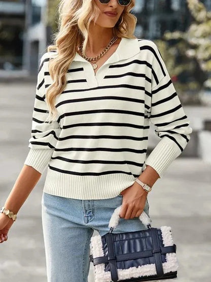 Streifen Pullover Frau Casual