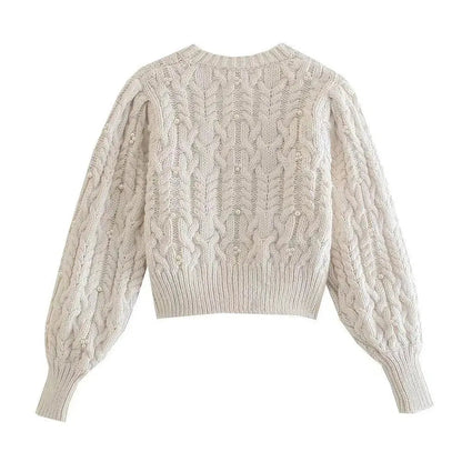 Modische Strickjacke Weinlese Look - IdealeKleiden