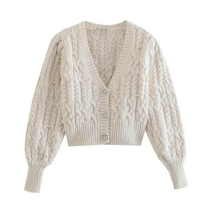Modische Strickjacke Weinlese Look