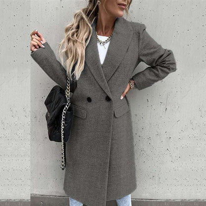 Langmantel Damen Tailliert Wollmix