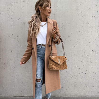 Langmantel Damen Tailliert Wollmix