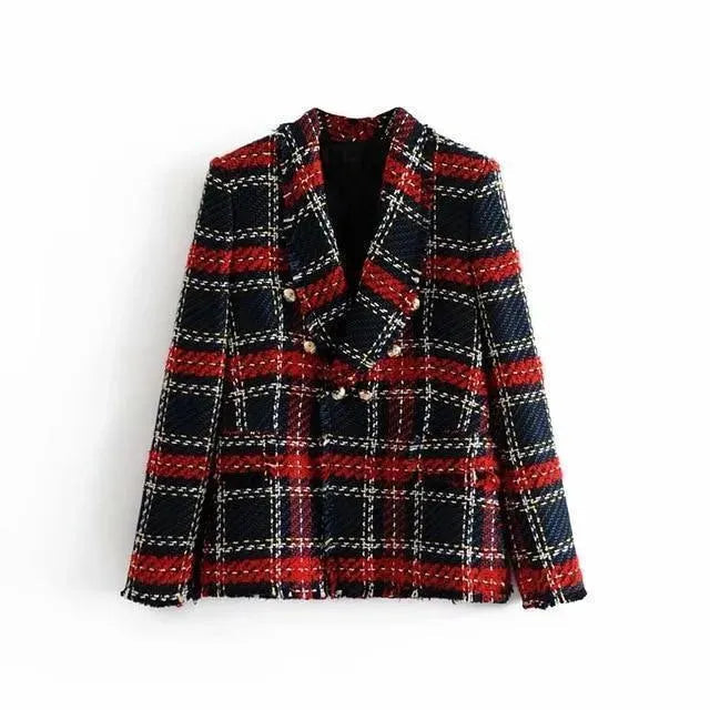 Damen Blazer Kariert Modern Chic