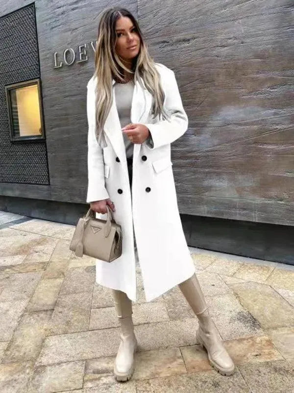 Damen Wollmantel Doppelreiher Elegent
