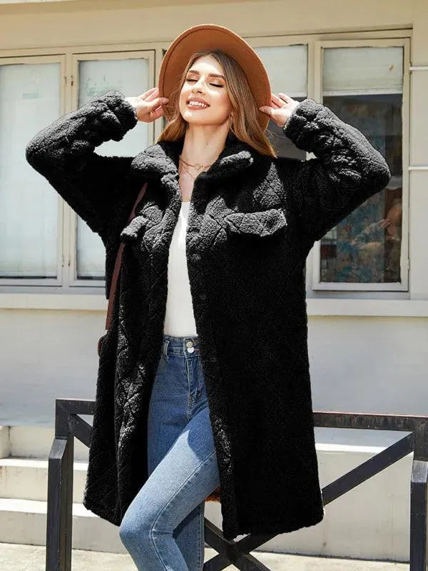 Damen Karo Plüschblazer