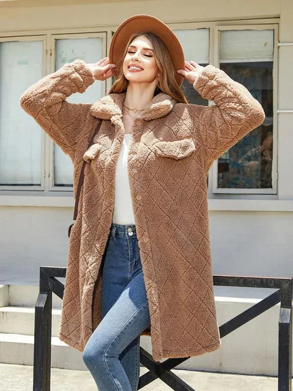 Damen Karo Plüschblazer