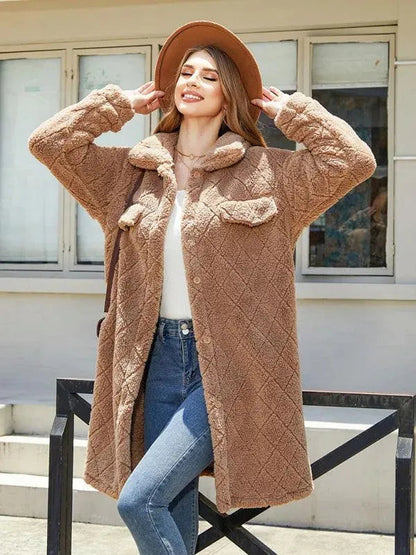 Damen Karo Plüschblazer
