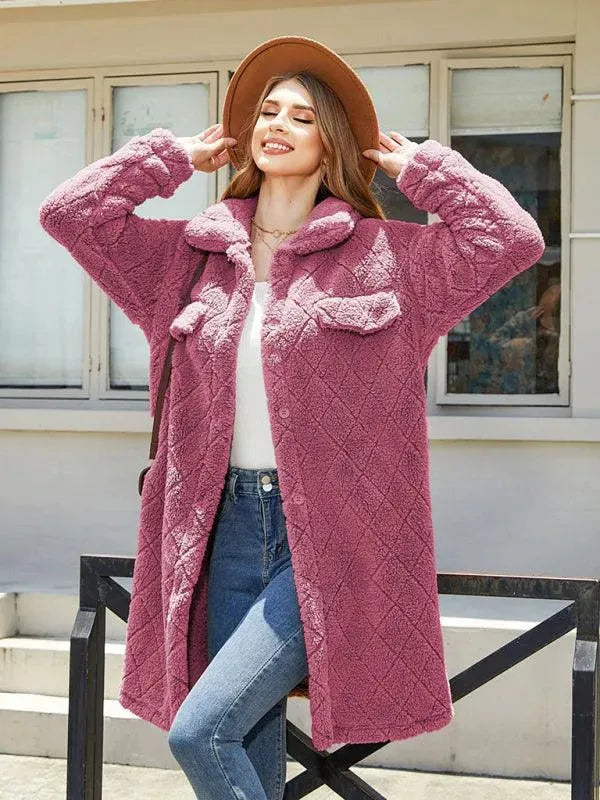 Damen Karo Plüschblazer