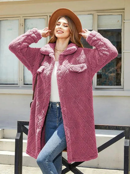 Damen Karo Plüschblazer