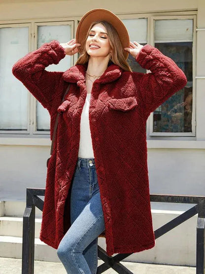 Damen Karo Plüschblazer