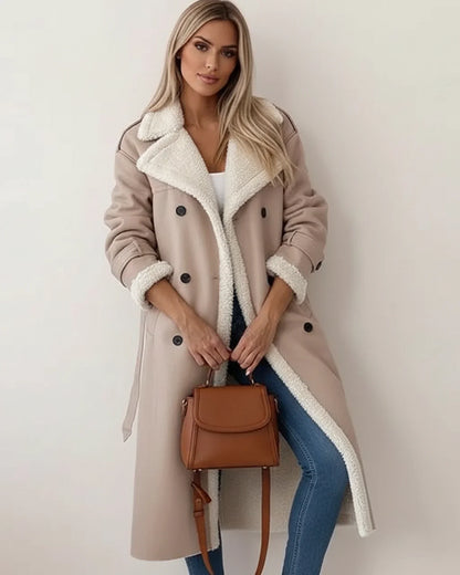 Damen Wintermantel Lang Sherpa Jacke