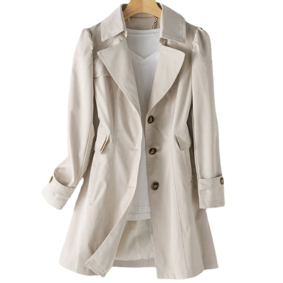 Damen Trenchcoat Beige Wasserfest Mittellang