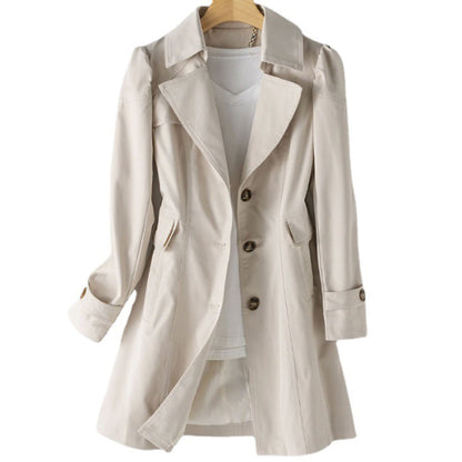 Damen Trenchcoat Beige Wasserfest Mittellang