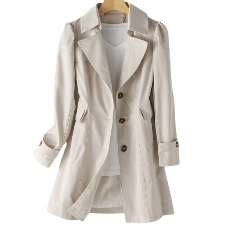 Damen Trenchcoat Beige Wasserfest Mittellang