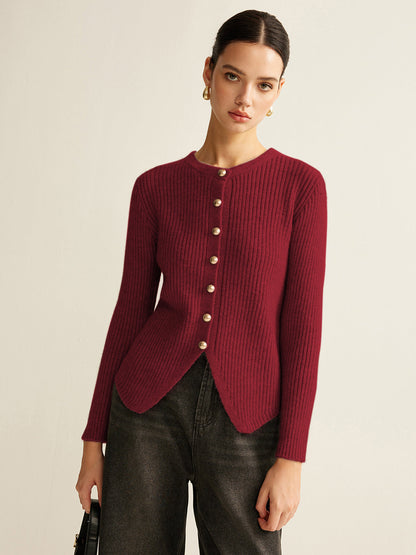 Damen Pullover Knopf Oben Modern