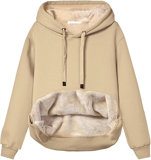 Damen Hoodie Fleece Weich Bequem
