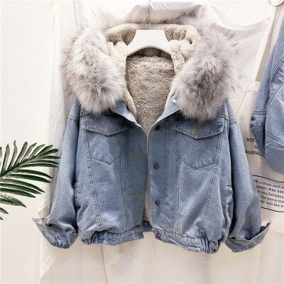 Damen Winterjacke Denim Stilvoll & Warm