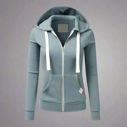 Damen Fleece Jacke Kapuze Reißverschluss Warm