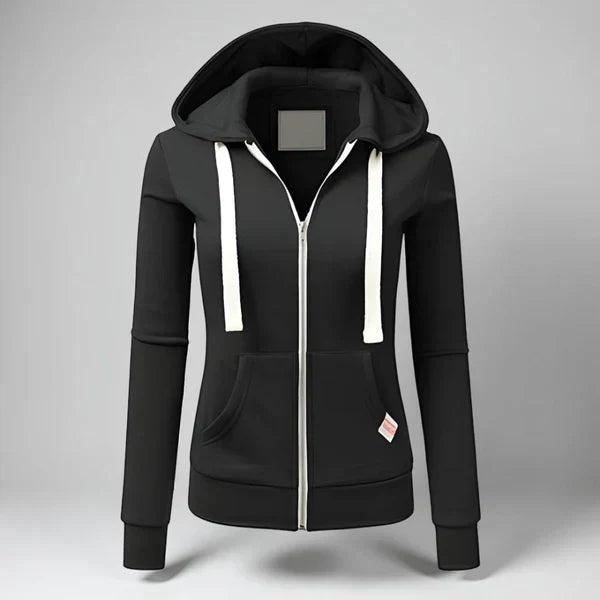 Damen Fleece Jacke Kapuze Reißverschluss Warm