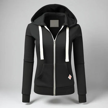 Damen Fleece Jacke Kapuze Reißverschluss Warm