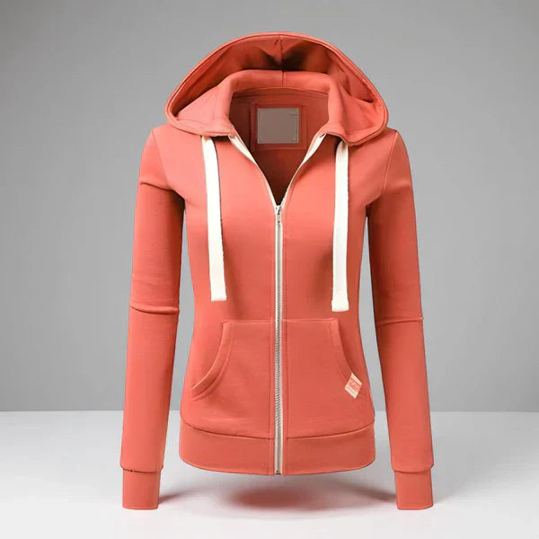 Damen Fleece Jacke Kapuze Reißverschluss Warm