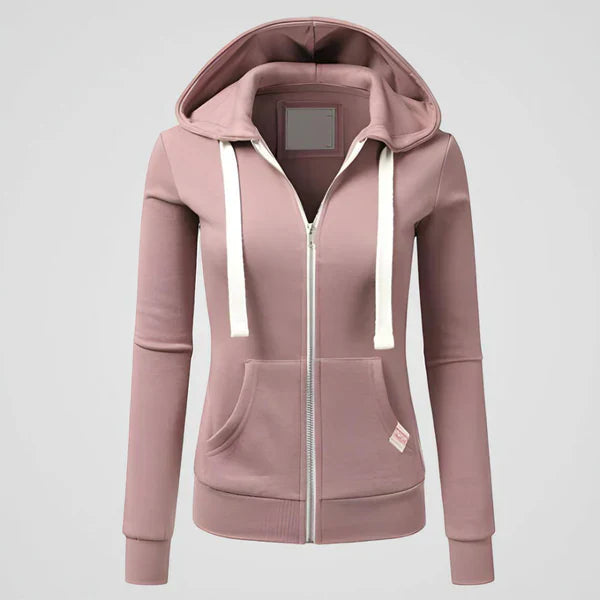 Damen Fleece Jacke Kapuze Reißverschluss Warm