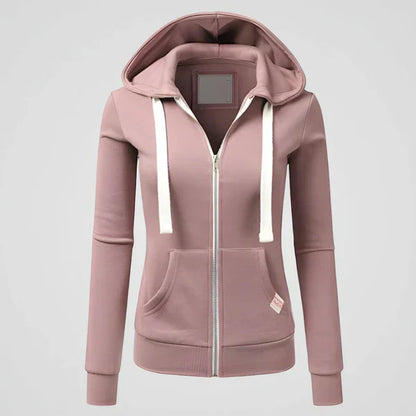 Damen Fleece Jacke Kapuze Reißverschluss Warm