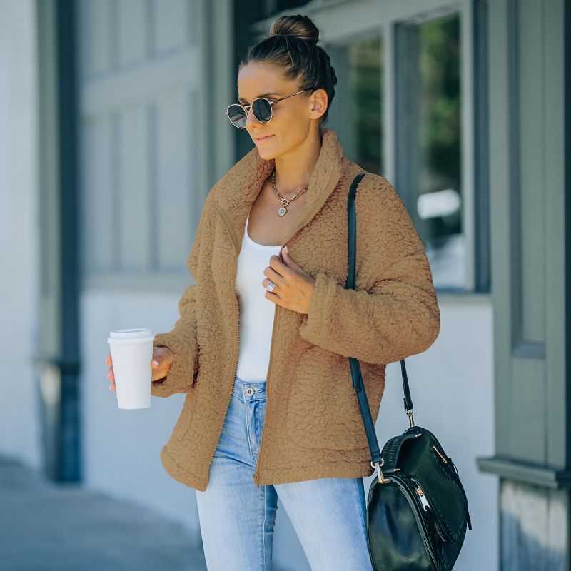 Damen Plüschjacke Warm und Elegent