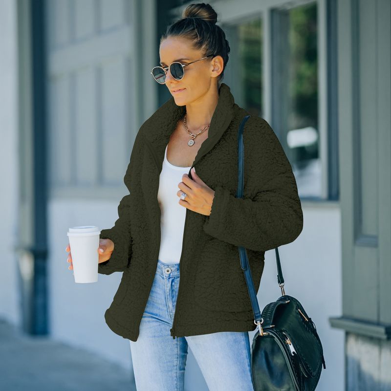 Damen Plüschjacke Warm und Elegent