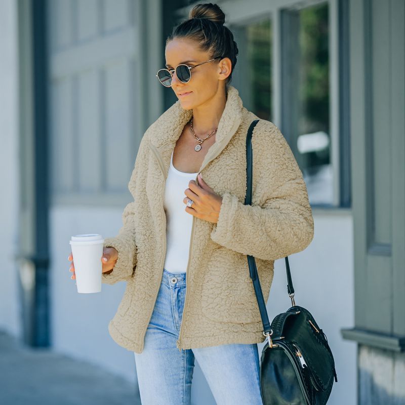 Damen Plüschjacke Warm und Elegent