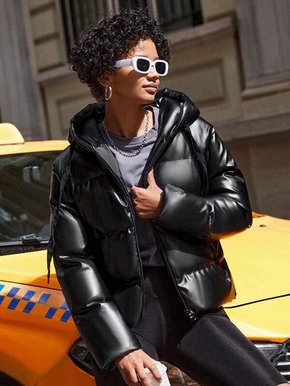 Damen Puffjacke Warm Kapuze