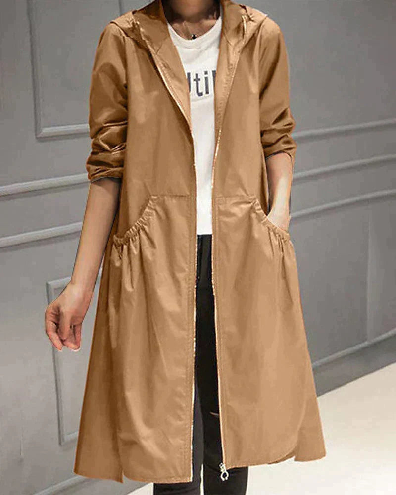 Wasserfeste Damenjacke Knielang Lockere Fit