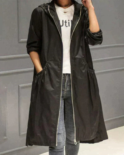 Wasserfeste Damenjacke Knielang Lockere Fit