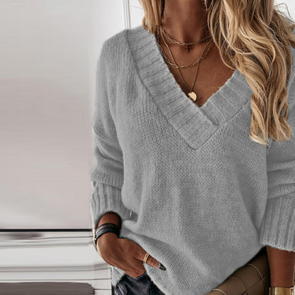 Weiche Wollpullover Damen V-Ausschnitt