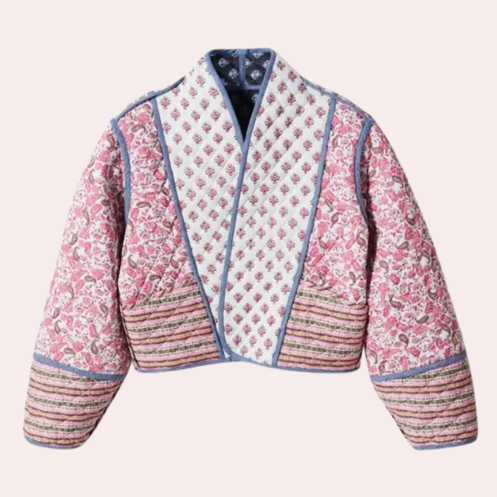 Herbstjacke Damen Blumenmuster Kurz