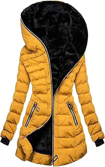 Warmes Winterkleid | Gefütterte Kapuzenjacke Damen
