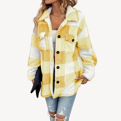 Stylische Karo Fleecejacke Damen