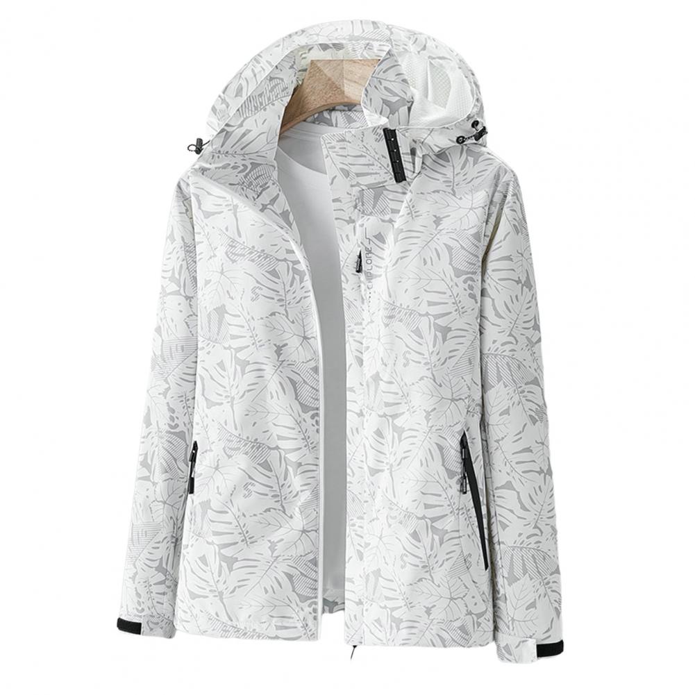 Wasserdichte Damenjacke Leicht mit Kapuze Blumenmuster