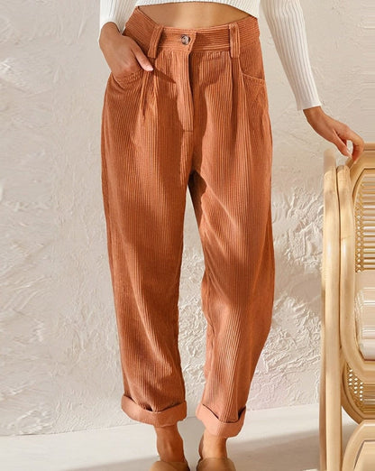 Elegante Damen-Hosen High-Waist Cord
