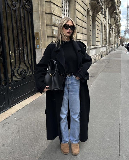 Damen Trenchcoat Elegant Mit Knöpfen