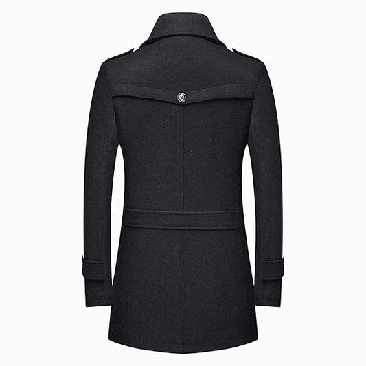 Langer Herrenmantel Schwarz Elegant - IdealeKleiden
