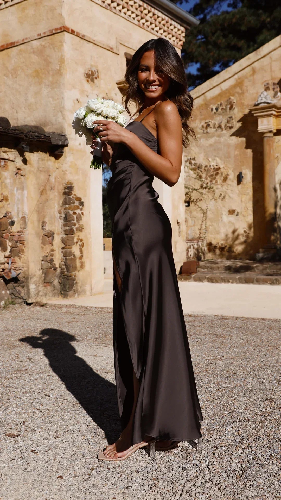Damen Sommer Maxikleid Seiden-Slip-Kleid Elegant