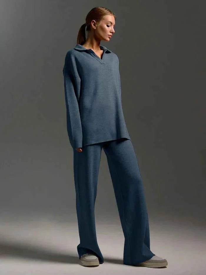 Klassisches Zweiteiler Set Pullover und weite Hose